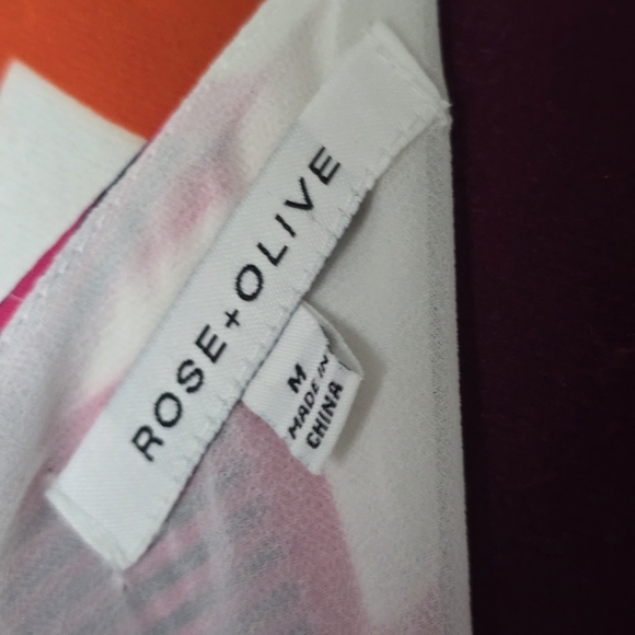 Rose & Olive Multicolor Abstract Sleeveless Blouse Size 8 Casual Boho Spring Top - Picture 6 of 6